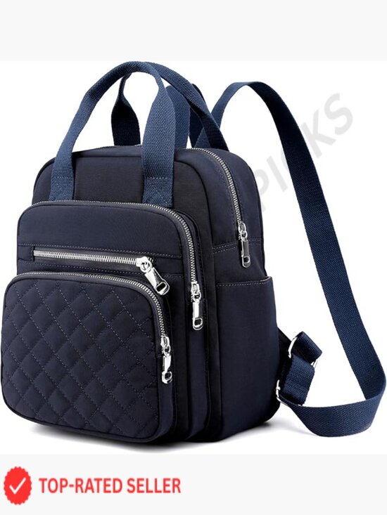 Small Quilted Square Backpack Waterproof Multi Pockets Lightweight Daypack Top main image 6